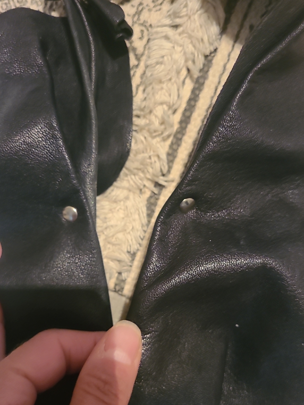 Black Leather Triangle Bandana Scarf - Picture 10 of 11